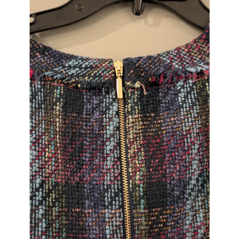 Women's KARL LAGERFELD PARIS Plaid Tweed Dress in Blue and Purple - Picture 8 of 15